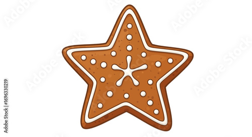 Star shaped gingerbread cookie holiday treat christmas baked good festive icing sugar design food art on transparent background