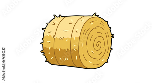 Cartoon hay bale agriculture farming harvest rural countryside straw field farm illustration graphic on transparent background