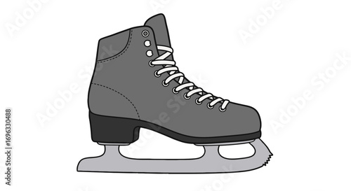 Gray ice skate footwear sport equipment winter activity figure skating athletic shoe lace up design on transparent background
