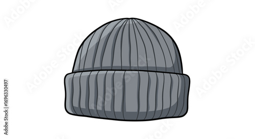 Gray knit winter hat beanie headwear apparel fashion accessory style clothing casual warm knitted cap design on transparent background