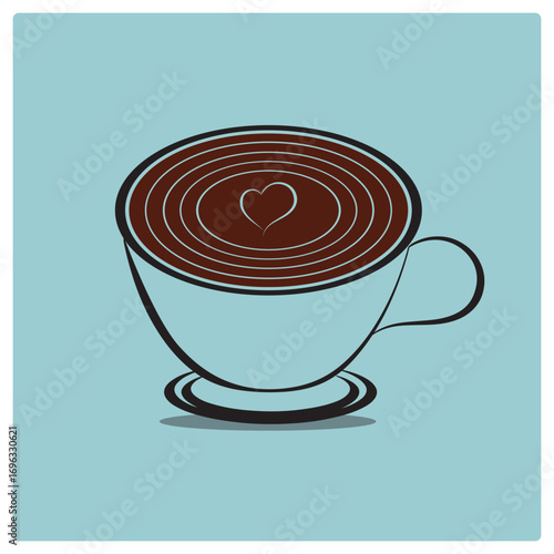 Abstract coffee cup with black vinyl on the top