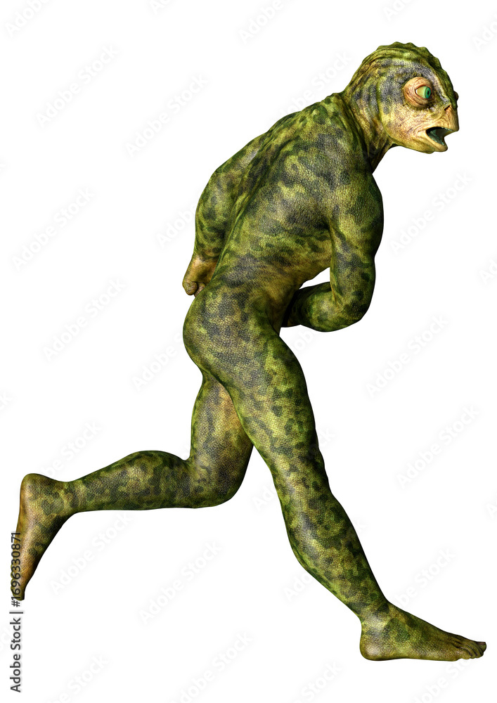 Fototapeta premium 3D Rendering Green Alien on White
