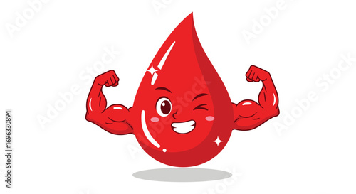 Healthy blood cells making muscles showing strength cardiovascular health concept