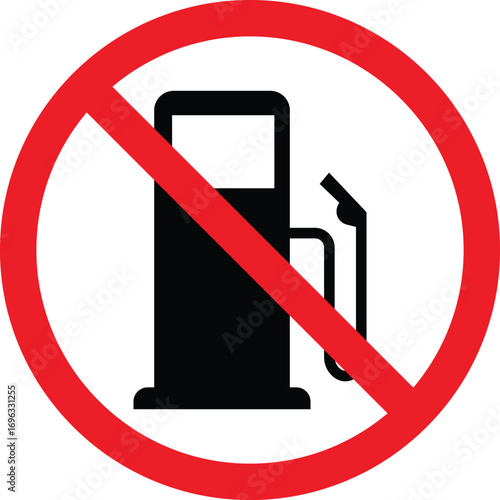 No Gas pump sign stop symbol. No fuel station or no gas pump sign