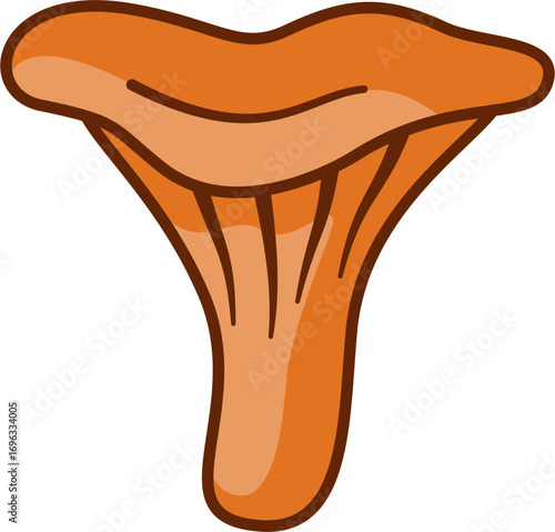 Trumpet shaped autumn mushroom vector illustration in warm orange tone