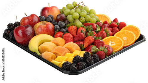 Fresh assorted fruit platter with vibrant colors and variety for healthy eating and snacking fun