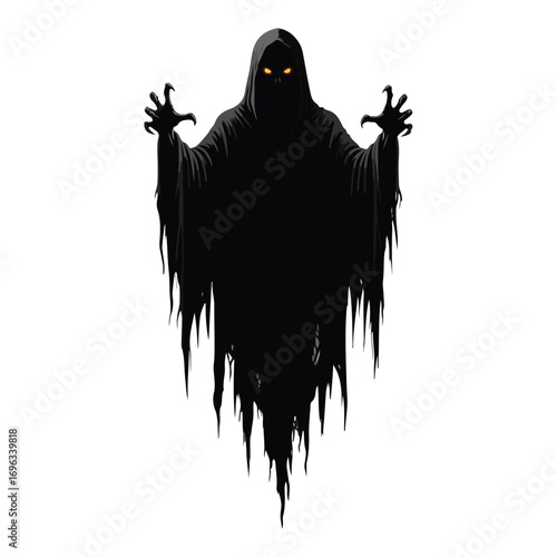 Halloween silhouette  ghostly shadow figure with glowing eyes - Halloween Silhouette Vector Art
