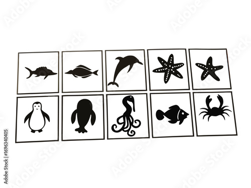 Ocean Life Silhouettes Matching Game for Kids