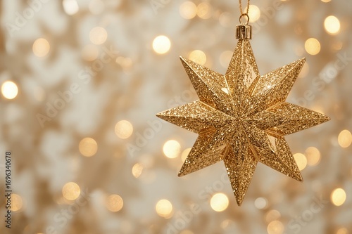 Wallpaper Mural Sophisticated holiday backdrop featuring a shimmering gold star ornament with sparkling details, enhancing the magical festive ambiance. Torontodigital.ca