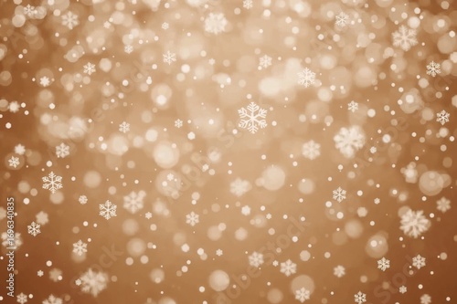 Wallpaper Mural Festive brown backdrop adorned with drifting snowflakes Torontodigital.ca