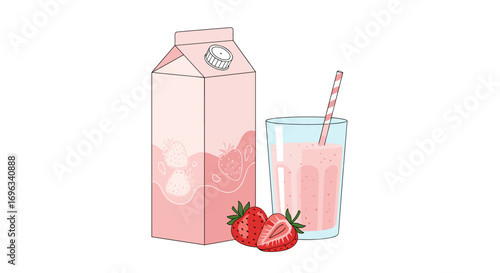 Delicious pink strawberry milk drink refreshing beverage for a healthy lifestyle
