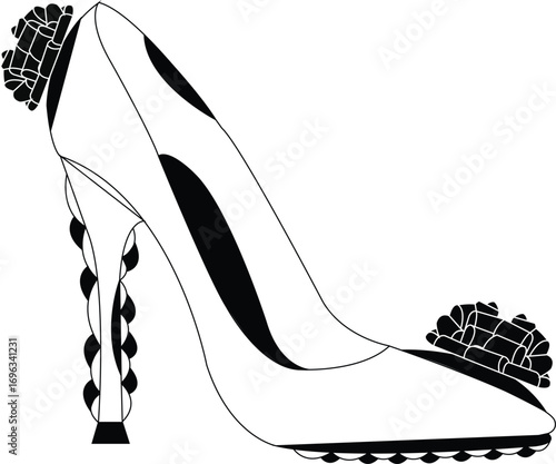Elegant High Heel stilettos stand out on white background: Fashionable women shoes isolated on white