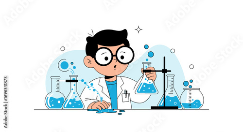 Young scientist conducting exciting experiments in a modern laboratory setting