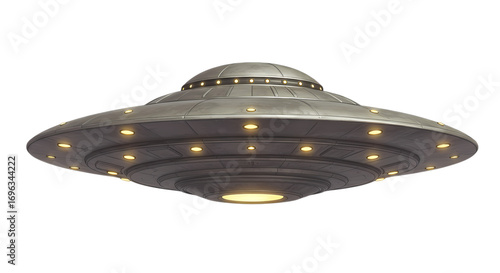 Fototapeta Naklejka Na Ścianę i Meble -  Digital Rendering of a Classic Flying Saucer isolated on transparent background