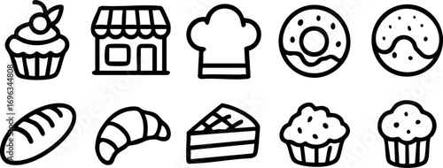 Bakery and Pastry Icons Collection.