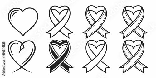 Heart Ribbon Symbol Collection.