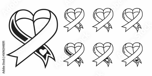 Heart Shaped Awareness Ribbons Collection.