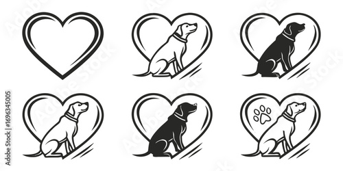 Heart Shaped Dog Silhouette Collection.