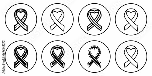 Heart Shaped Ribbon Icons Collection.