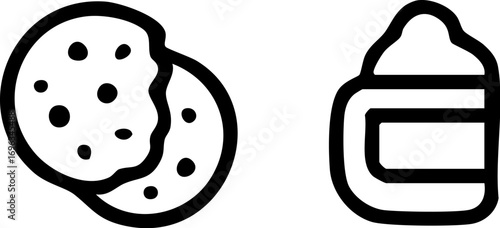 Chocolate Chip Cookies and Cream Jar Icon.