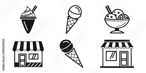 Ice Cream Shop and Treats Icons Collection.