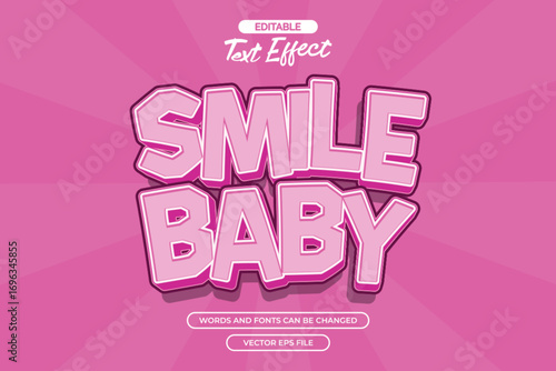Smile baby editable text effect with pink text style