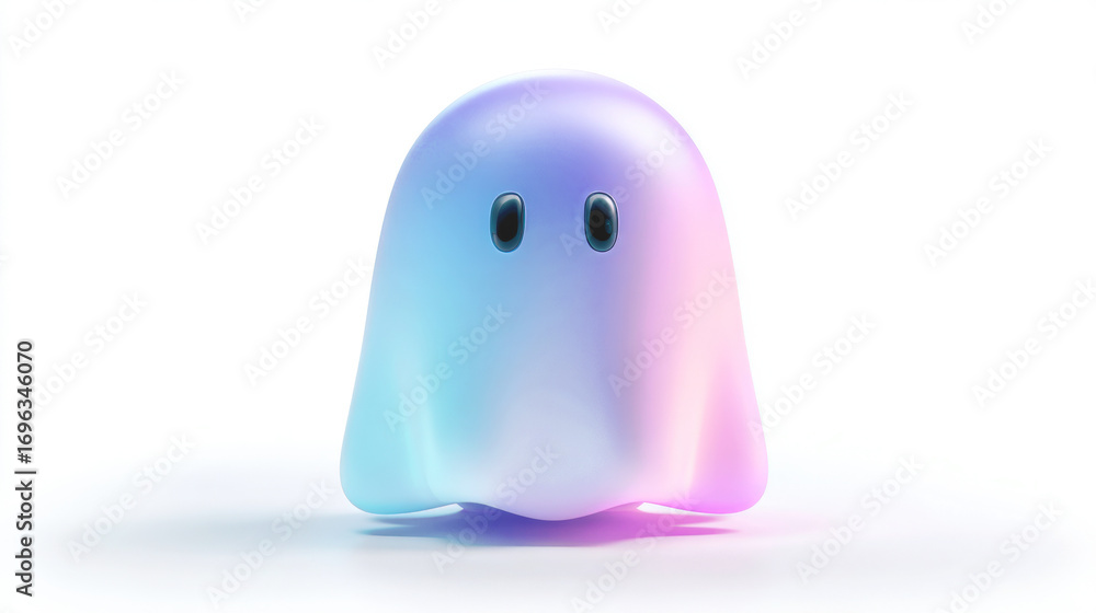 Fototapeta premium Simple Halloween cartoon ghost isolated on a white background