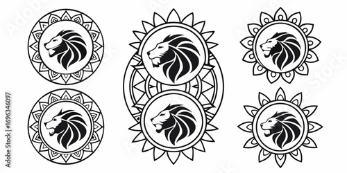 Majestic Lion Head Mandala Designs Collection.