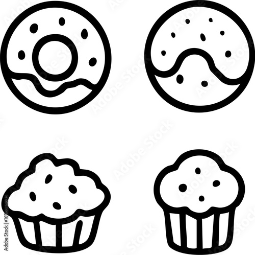 Delicious Baked Goods and Sweet Treats Icons.