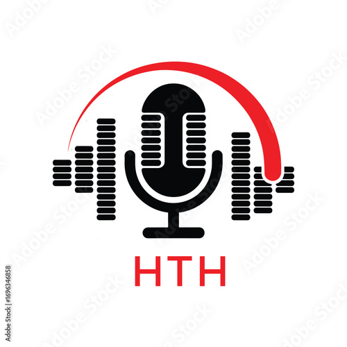 HTH Modern Company logo. HTH Microphone logo design for entrepreneur and business. HTH Music Audio Branding best icon.
