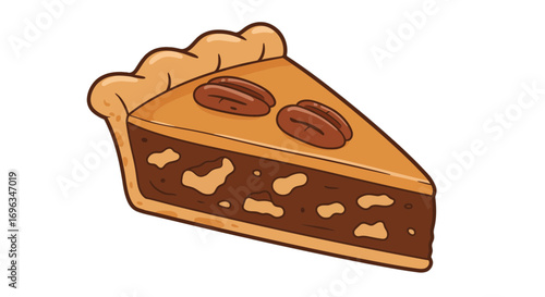 Delicious pecan pie slice dessert pastry sweet treat baked goods food yummy tasty holiday celebration thanksgiving on transparent background