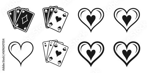 Playing Cards and Heart Symbols Collection 1.