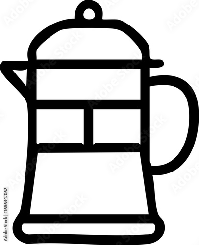 French Press Coffee Maker Outline Icon.