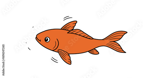 Orange fish swimming illustration aquatic animal pet goldfish cartoon graphic design marine life drawing on transparent background