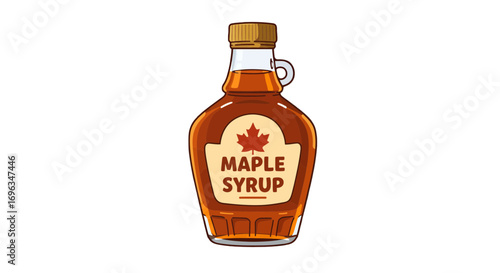Delicious breakfast maple syrup bottle sweet pancake topping tasty food illustration drawing design graphic on transparent background