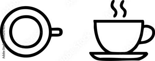 Minimalist Coffee Cup Icons with Steam.