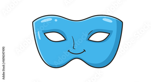 Illustration of a light blue superhero mask costume party disguise face covering eye mask cartoon style on transparent background