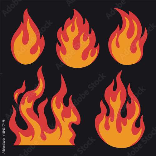 Flames and fire illustrations in various shapes