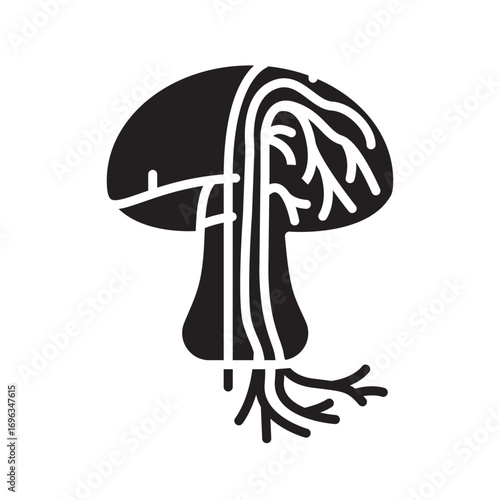 Hyphae mushroom color flat icon for digital and print projects.