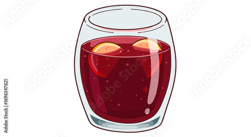 Refreshing sangria beverage in glass with orange slices summer drink cocktail party celebration beverage on transparent background