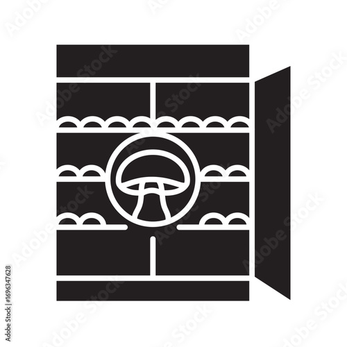 mushroom growing room color flat icon for digital and print projects.