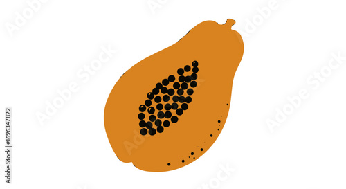 Fresh papaya fruit tropical food exotic diet vitamin healthy nutrition orange seeds cut illustration on transparent background