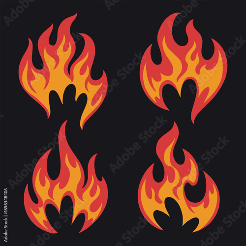 Dynamic flames in vibrant patterns