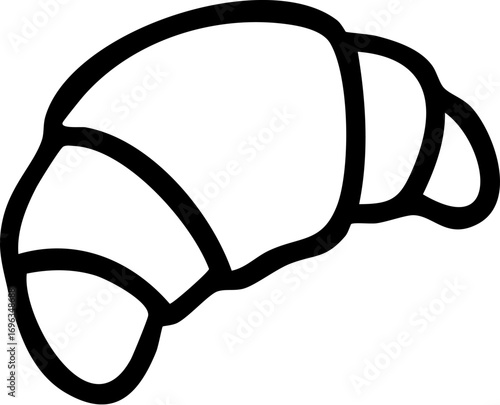 Simple Croissant Outline Icon Drawing.