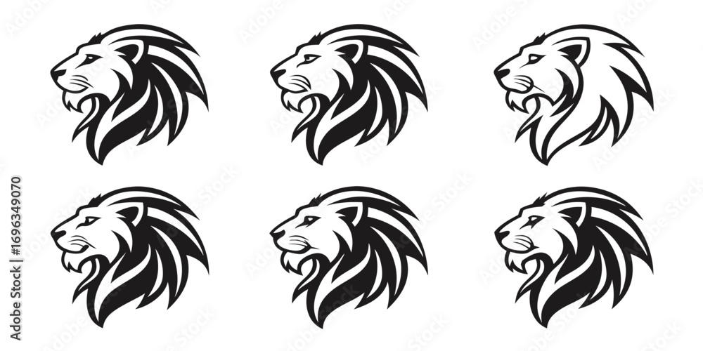 Obraz premium Six Stylized Lion Head Logos.
