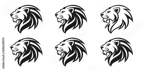 Six Stylized Lion Head Logos.