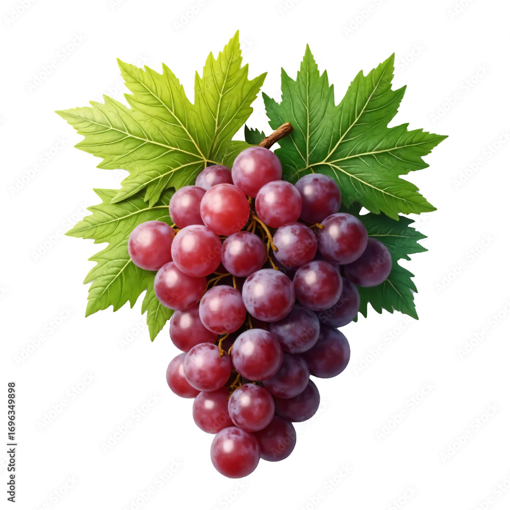 Fototapeta premium red grapes isolated on white transparent background with HD quality 