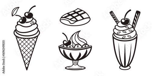 Stylized Ice Cream and Dessert Illustrations.