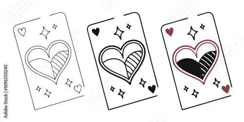 Three Stylized Hearts on Playing Cards.
