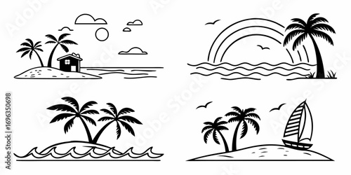 Tropical Island Beach Scenes Collection.